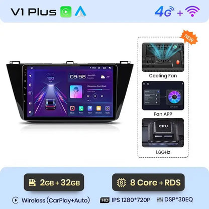 V1Pro Radio Multimedialne Android Auto i CarPlay dla VW Tiguan (2016 - 2020) - 4G GPS 2DIN Autoradio - Multigenus