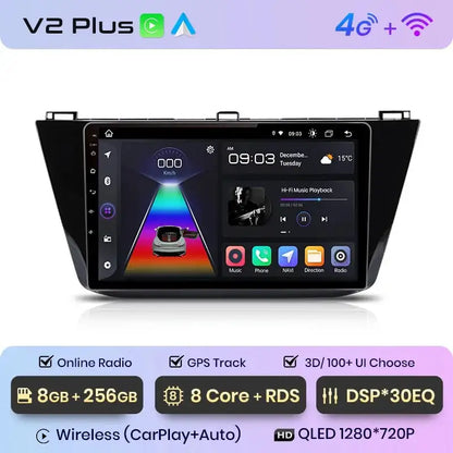 Radio dla VW Tiguan 2016 - 2020 z 4G, 2 - DIN, GPS Multimedia z Android Auto i CarPlay - Multigenus