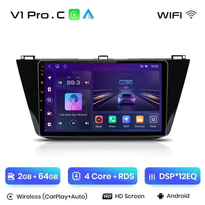 V1Pro Radio Multimedialne Android Auto i CarPlay dla VW Tiguan (2016 - 2020) - 4G GPS 2DIN Autoradio - Multigenus