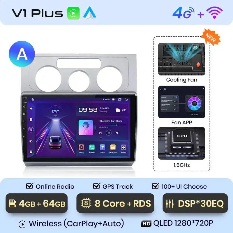 Radio samochodowe do Volkswagen Touran 1 2003 - 2010 bezprzewodowe CarPlay Android Auto inteligentne systemy samochodowe Nie 2 din 2din DVD - Multigenus