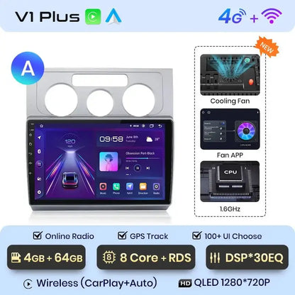Radio samochodowe do Volkswagen Touran 1 2003 - 2010 bezprzewodowe CarPlay Android Auto inteligentne systemy samochodowe Nie 2 din 2din DVD - Multigenus