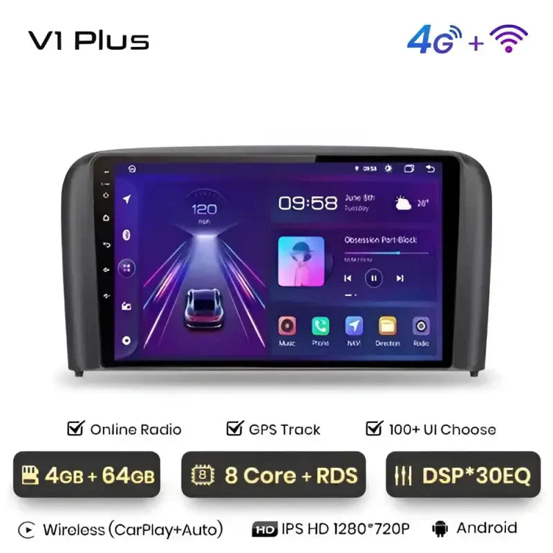 Radio nawigacja Volvo S80 1998 - 2006 Carplay Android Auto - Multigenus