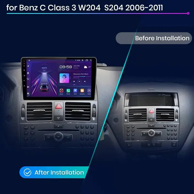 2 64G Estéreo De Coche Android Para Mercedes Benz Clase C W204 S204 2006 2011 Apple Carplay Inalambrico Y Android Auto Pantalla Tactil Benz