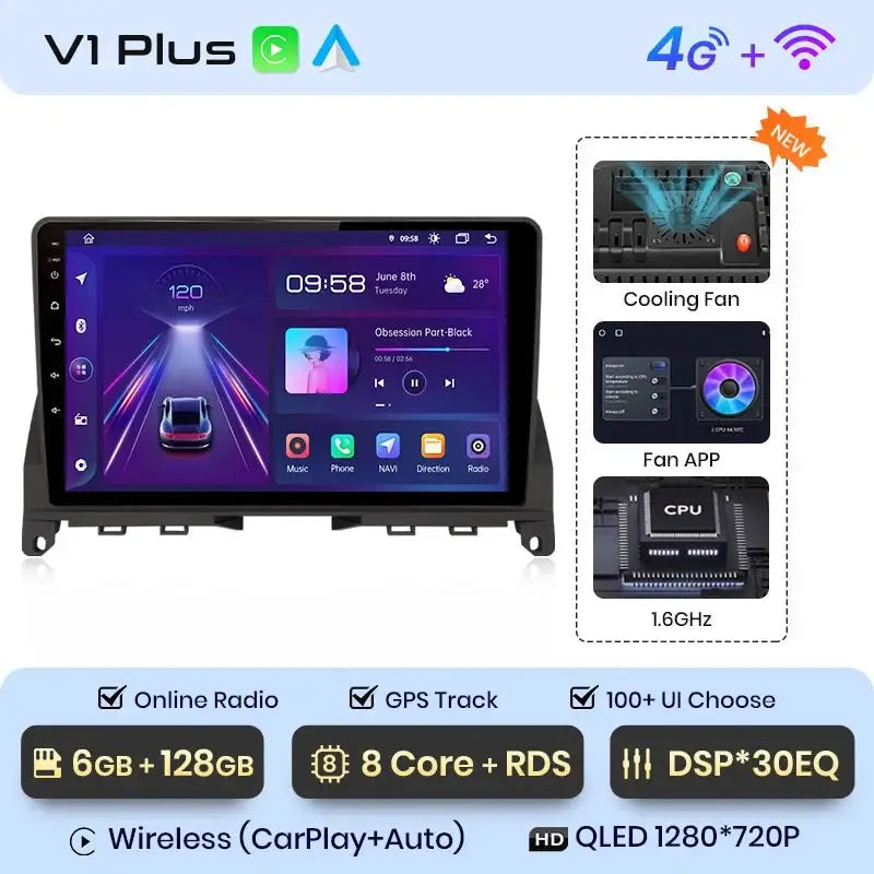 Radio Android z CarPlay do Mercedes Benz C - Class W204/S204 od 2006 - 2011 - Multigenus