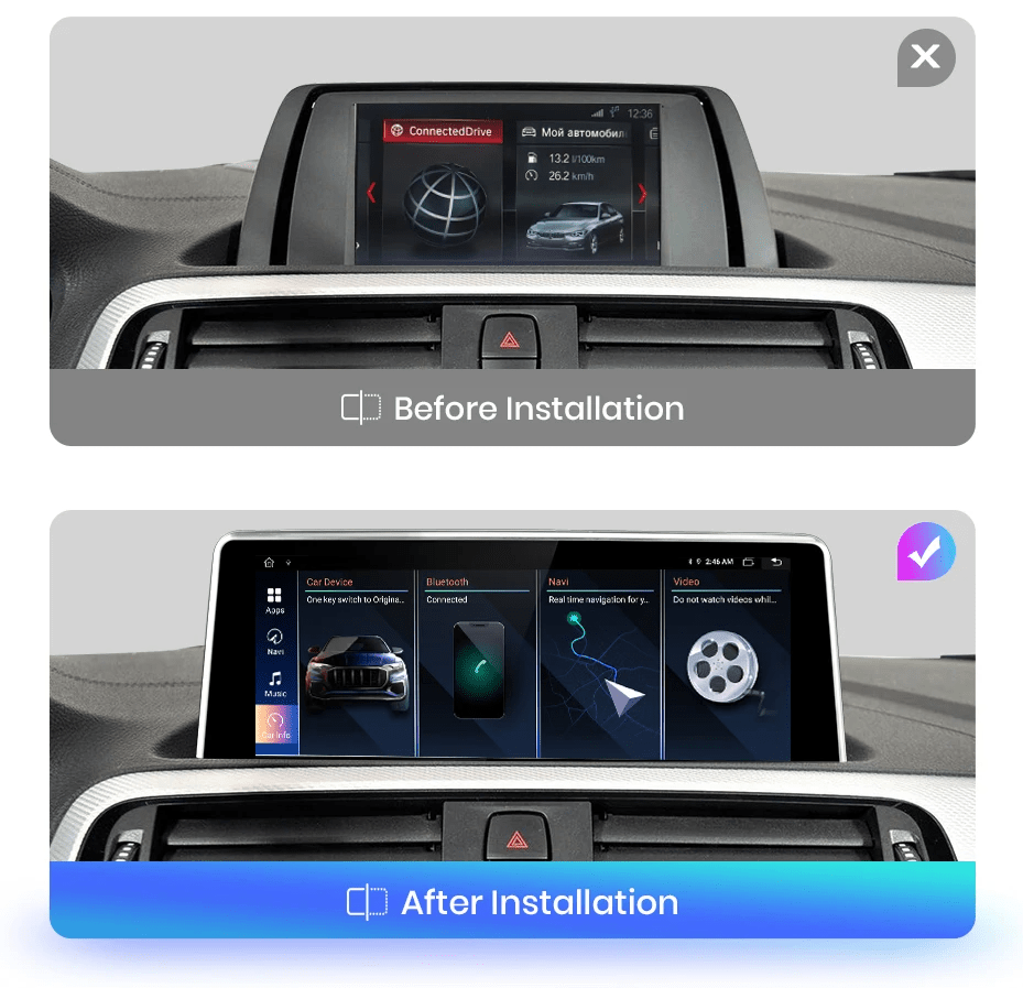 Radio dla BMW 1 Serii F20 EVO 2017 - 2019 z Bezprzewodowym CarPlay i Android Auto oraz Nawigacją GPS - Multigenus