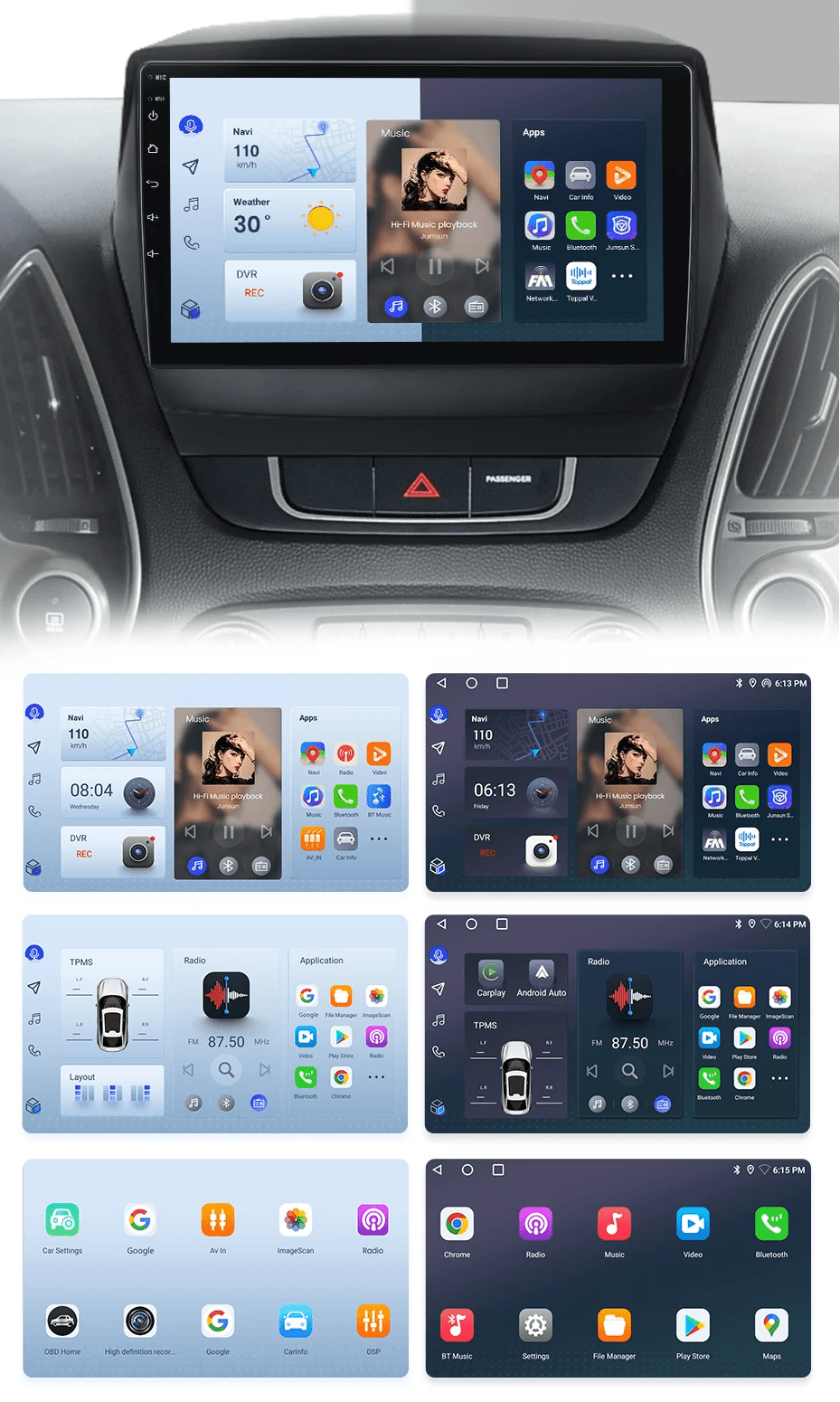 Radio dla Hyundai Tucson 2 ix35 od 2009 - 2015 – Bezprzewodowe CarPlay i Android Auto, System Multimedialny - Multigenus