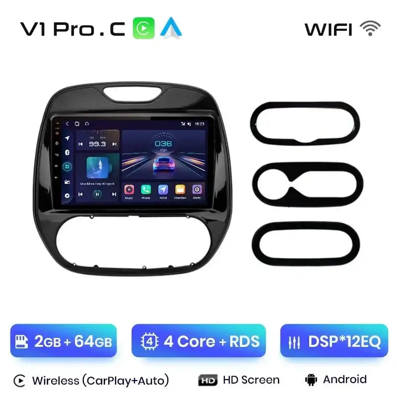 Inteligentne radio V1 AI Voice Wireless CarPlay i Android Auto dla Renault Captur (2016 - 2019) | 4G Multimedia GPS | 2 - DIN Autoradio - Multigenus