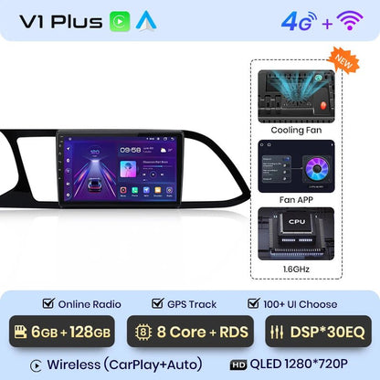 Radio dla Seat Leon MK3 od 2012 - 2020 Multimedia GPS 4G Android Auto i Wireless CarPlay - Multigenus