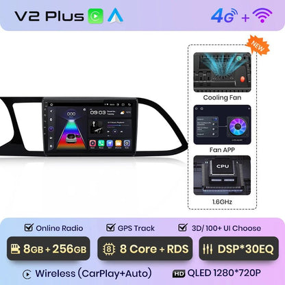 Radio dla Seat Leon MK3 od 2012 - 2020 Multimedia GPS 4G Android Auto i Wireless CarPlay - Multigenus