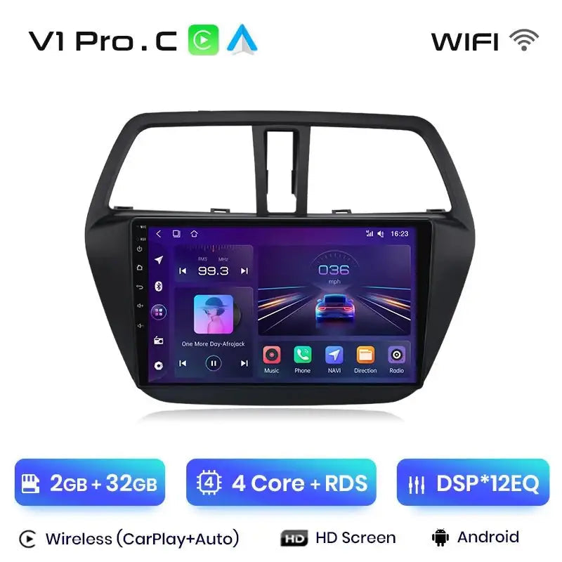 Radio dla Suzuki SX4 & S - Cross 2012 - 2016 z CarPlay i 4G GPS 2 - DIN AI Voice Android Auto - Multigenus