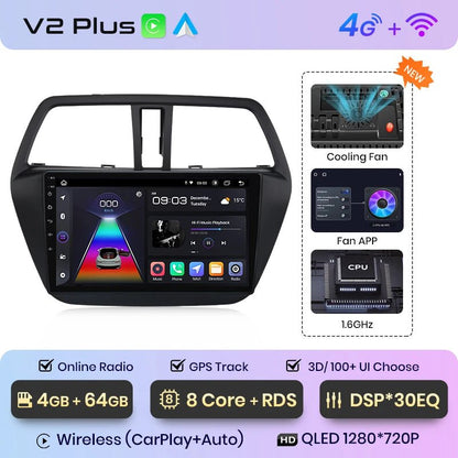 Radio dla Suzuki SX4 & S - Cross 2012 - 2016 z CarPlay i 4G GPS 2 - DIN AI Voice Android Auto - Multigenus