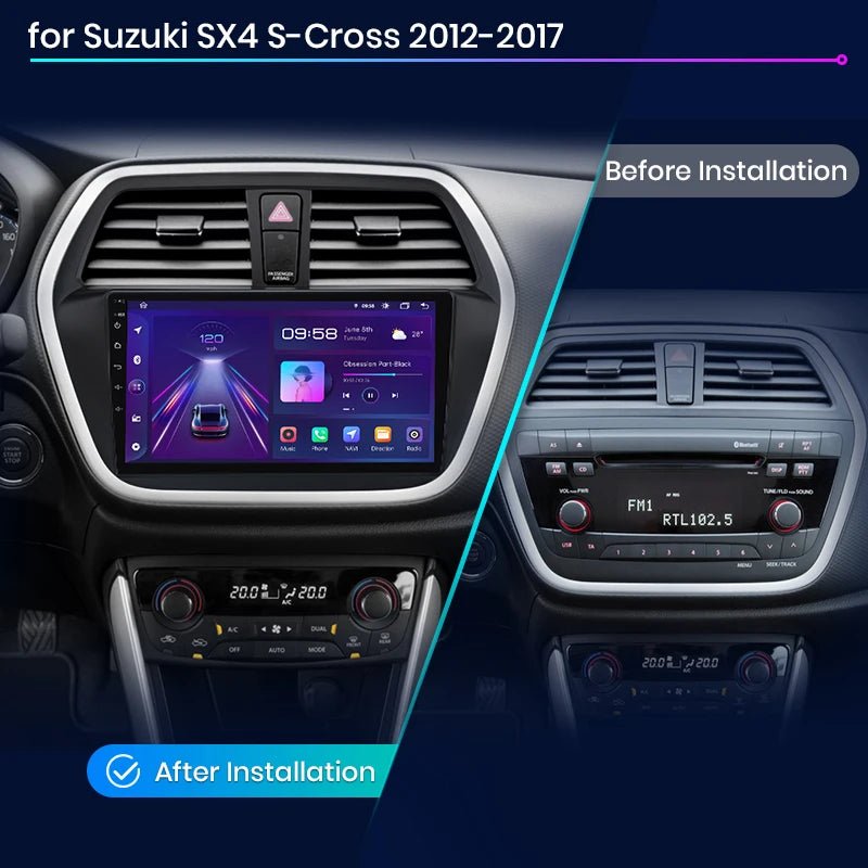 Radio dla Suzuki SX4 & S - Cross 2012 - 2016 z CarPlay i 4G GPS 2 - DIN AI Voice Android Auto - Multigenus