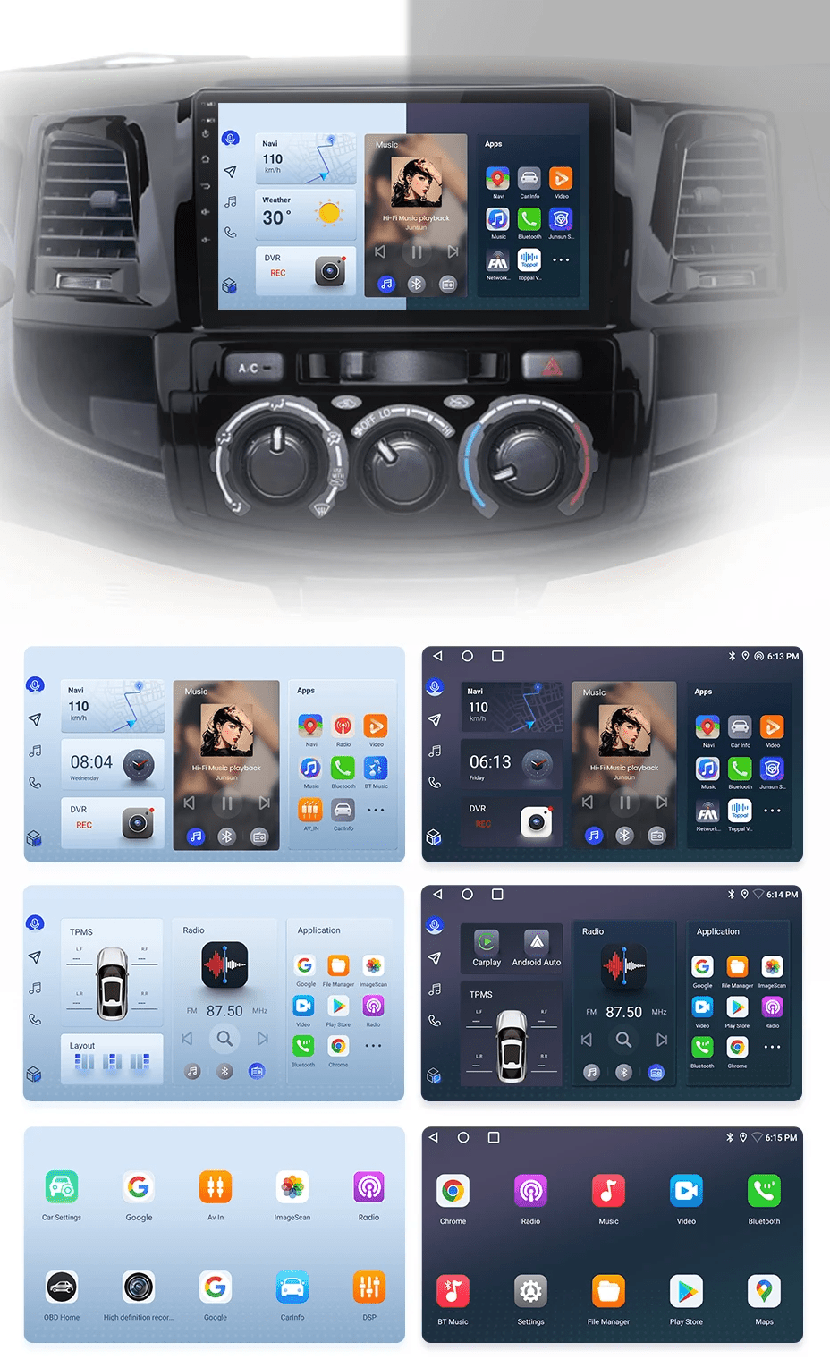 Radio dla Toyota Fortuner Hilux Revo Vigo 2007 - 2015 – Bezprzewodowy CarPlay i Android Auto - Multigenus