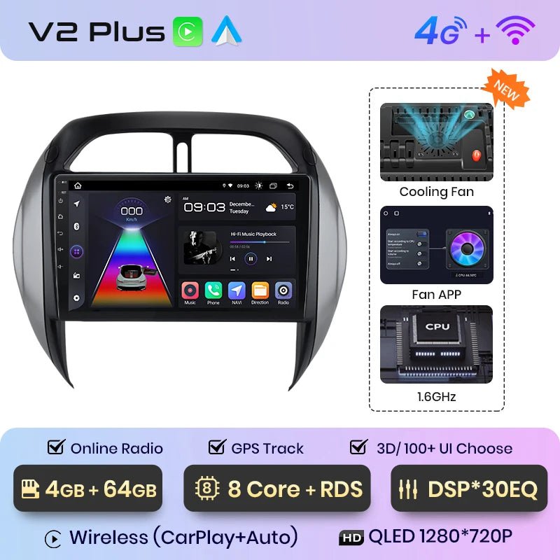 Radio dla Toyota RAV4 od 2003 - 2005 – Android Auto, CarPlay, Nawigacja GPS 4G 2 - DIN AI Voice - Multigenus