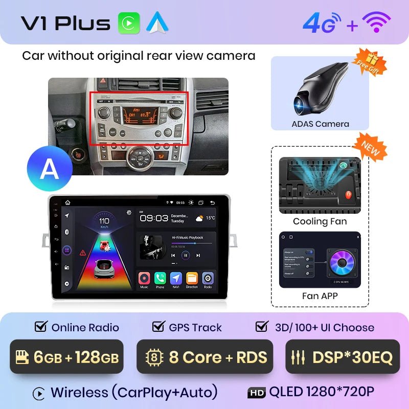 Radio dla Toyota Verso R20 od 2009 - 2018 GPS 4G z Bezprzewodowym CarPlay i Android Auto - Multigenus