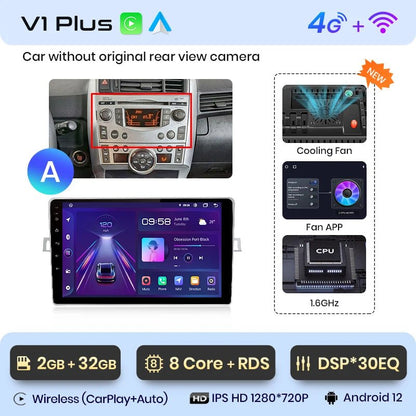 Radio dla Toyota Verso R20 od 2009 - 2018 GPS 4G z Bezprzewodowym CarPlay i Android Auto - Multigenus