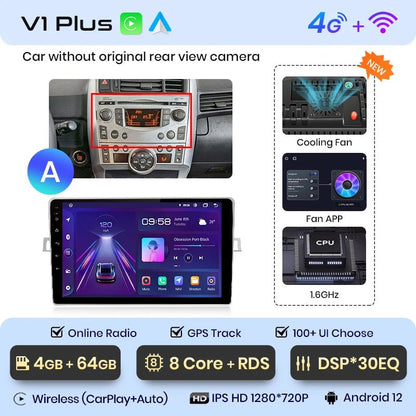 Radio dla Toyota Verso R20 od 2009 - 2018 GPS 4G z Bezprzewodowym CarPlay i Android Auto - Multigenus