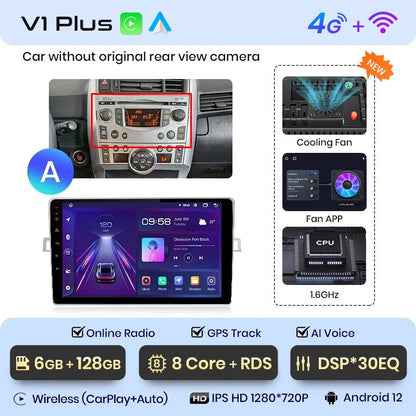 Radio dla Toyota Verso R20 od 2009 - 2018 GPS 4G z Bezprzewodowym CarPlay i Android Auto - Multigenus