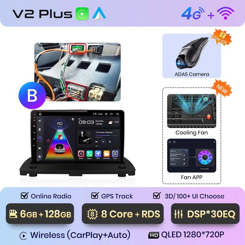 Radio dla Volvo XC90 od 2004 - 2014 2 - DIN z Android Auto AI – 4G GPS i bezprzewodowe CarPlay - Multigenus