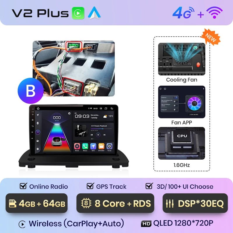 Radio dla Volvo XC90 od 2004 - 2014 2 - DIN z Android Auto AI – 4G GPS i bezprzewodowe CarPlay - Multigenus