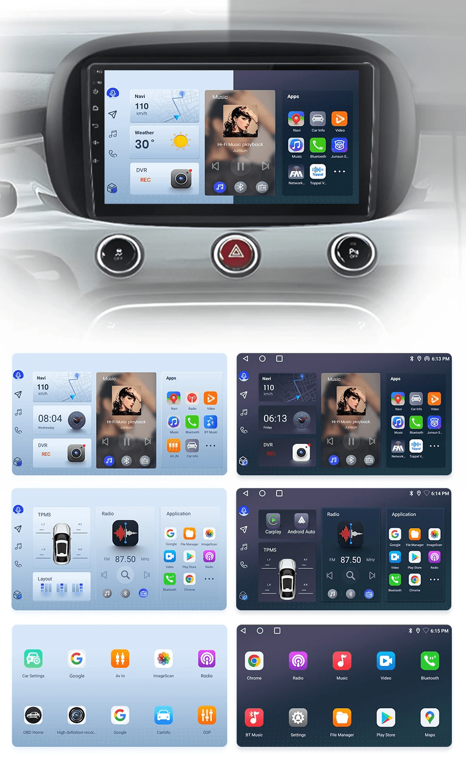 Radio do Fiat 500X od 2014 - 2020 – Bezprzewodowy CarPlay i Android Auto - Multigenus