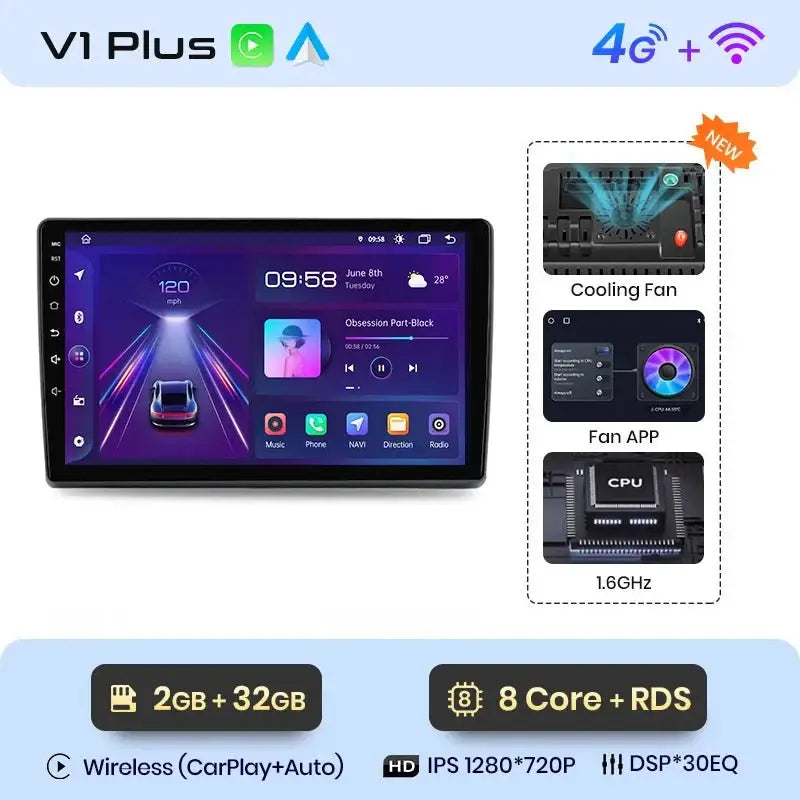 Radio samochodowe z bezprzewodowym CarPlay i Android Auto do Fiat Ducato, Peugeot Boxer 2, Citroen Jumper 2 (2006 - 2015) – Premium system multimedialny 2 DIN - Multigenus