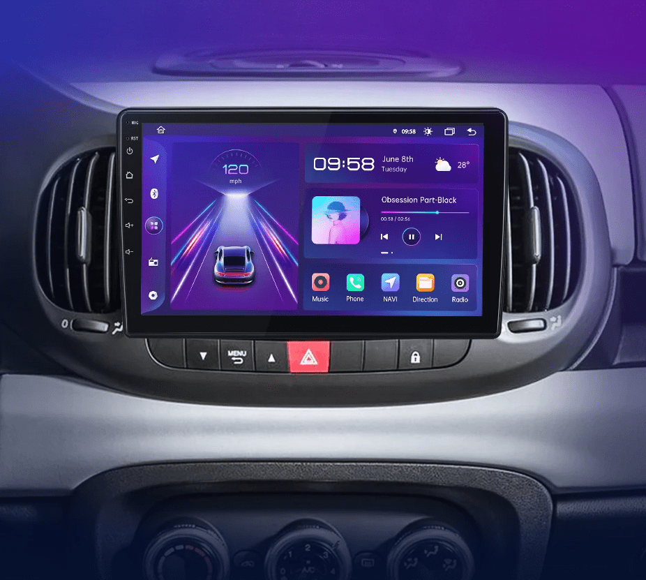 Radio do Fiata 500L 2012 - 2017 – 4G, Multimedia GPS z CarPlay 2 - DIN AI Voice Android Auto - Multigenus