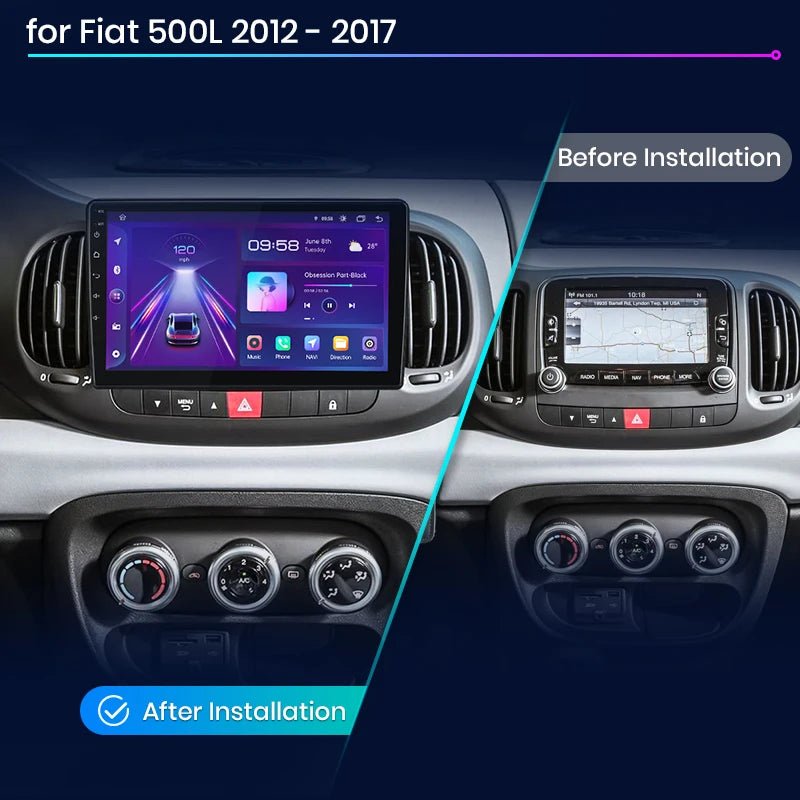 Radio do Fiata 500L 2012 - 2017 – 4G, Multimedia GPS z CarPlay 2 - DIN AI Voice Android Auto - Multigenus