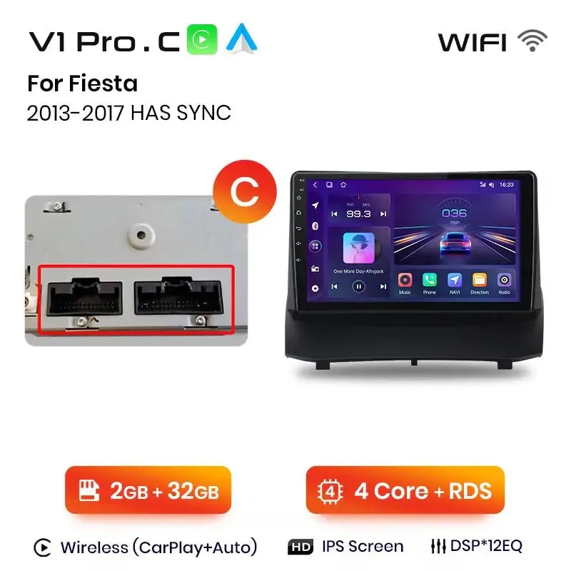 2G 64G CAMECHO Android 13 autoradio voor Ford Fiesta 2009-2014 met GPS Carplay Android Auto, 2-DIN-autoradio met 9 inch display, Bluetooth RDS/FM, MirrorLink achteruitrijcamera 2G 64G CAMECHO Android 13 autoradio voor Ford Fiesta 2009-2014 met GPS Carplay Android Auto, 2-DIN-autoradio met 9 inch display, Bluetooth RDS/FM, MirrorLink achteruitrijcamera