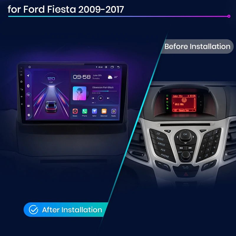 Radio do Ford Fiesta MK7 od 2009 - 2017 Multimedialne z Bezprzewodowym CarPlay Android - Multigenus