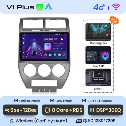 Radio do Jeep Compass 2007 - 2009 Multimedia GPS AI Voice 4G z Bezprzewodowym CarPlay i Android Auto - Multigenus