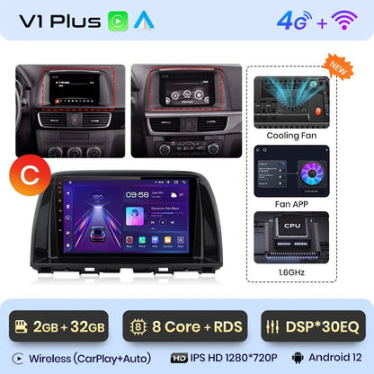 Radio do Mazda CX - 5 od 2012 - 2015 – Android Auto i Bezprzewodowy CarPlay - Multigenus