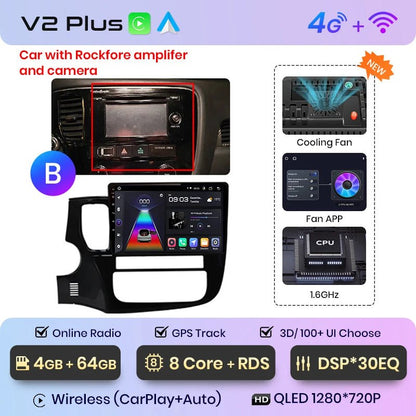 Radio do Mitsubishi Outlander 3 od 2012 - 2018 AI Voice Android Auto Kompatybilne z CarPlay - Multigenus