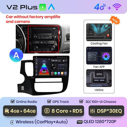 Radio do Mitsubishi Outlander 3 od 2012 - 2018 AI Voice Android Auto Kompatybilne z CarPlay - Multigenus