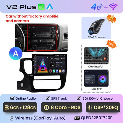 Radio do Mitsubishi Outlander 3 od 2012 - 2018 AI Voice Android Auto Kompatybilne z CarPlay - Multigenus