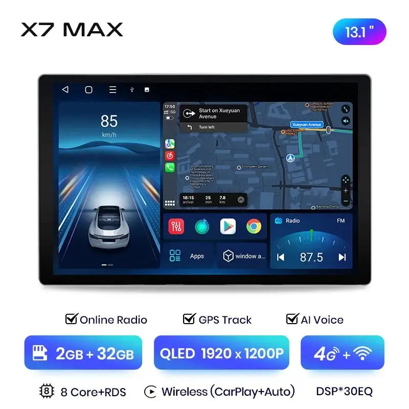 X7 MAX 13.1“ 2K Wireless CarPlay Android Auto Car Radio for Peugeot 107 Toyota Aygo Citroen C1 2005 Multimedia autoradio - Multigenus