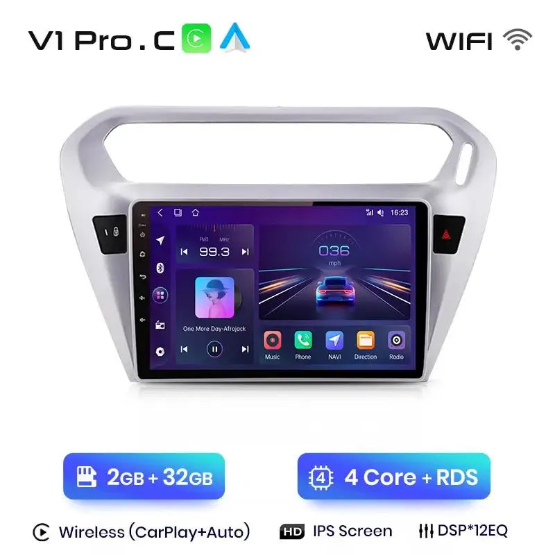 Radio do Peugeot 301 i Citroën Elysee 2013 - 2018 (2DIN) Bezprzewodowy CarPlay i Android Auto - Multigenus