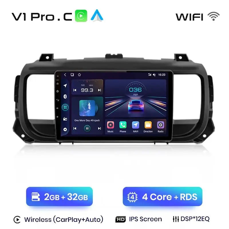 Radio samochodowe do Peugeot Expert 3, Citroen Jumpy 3, SpaceTourer (2016 - 2021) | Bezprzewodowy CarPlay i Android Auto | 2 - DIN, Bez DVD - Multigenus