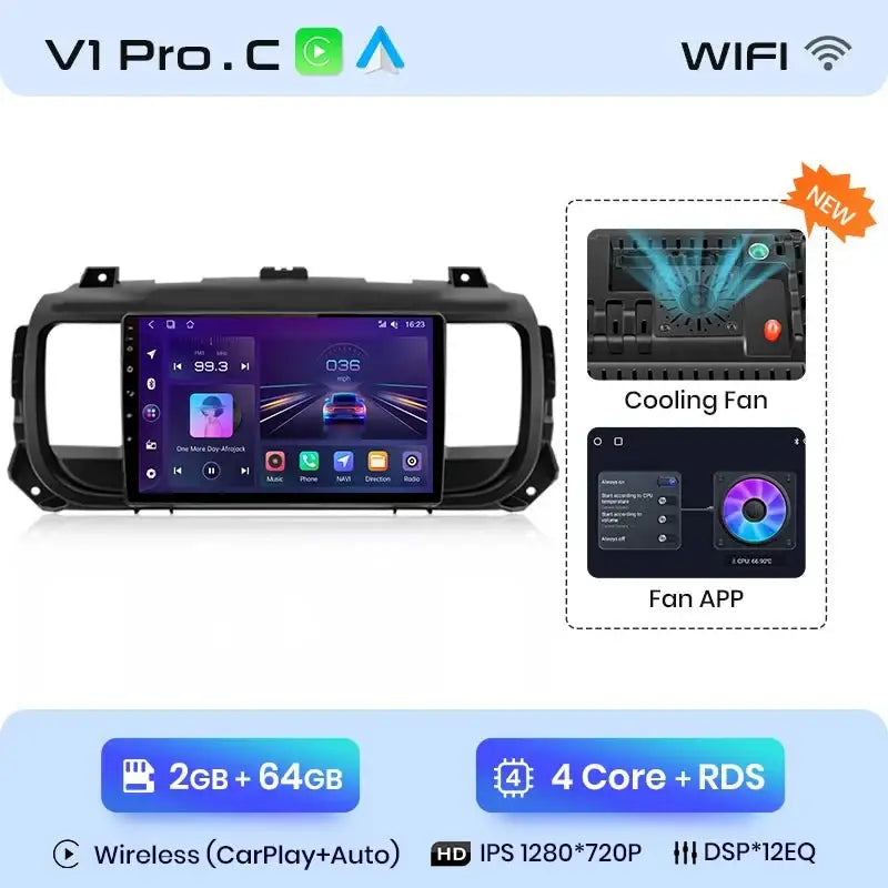 Radio samochodowe do Peugeot Expert 3, Citroen Jumpy 3, SpaceTourer (2016 - 2021) | Bezprzewodowy CarPlay i Android Auto | 2 - DIN, Bez DVD - Multigenus