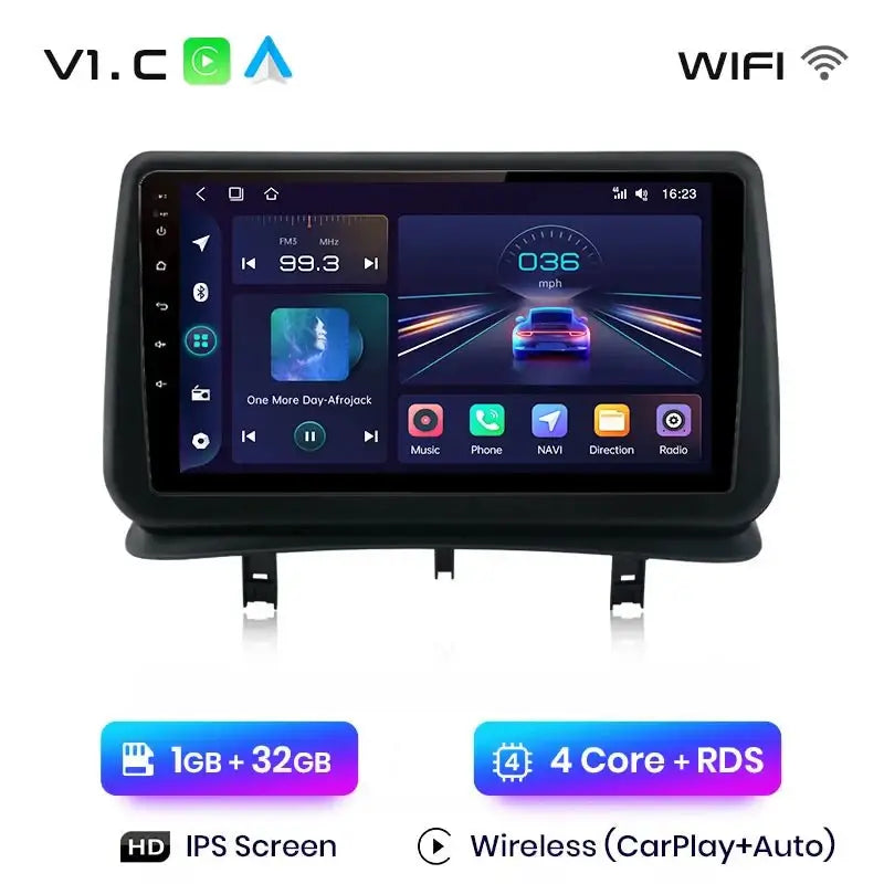 Najlepszy odtwarzacz multimedialny 2DIN Android Auto do Renault Clio 3 (2005 - 2014) z GPS i CarPlay - Multigenus