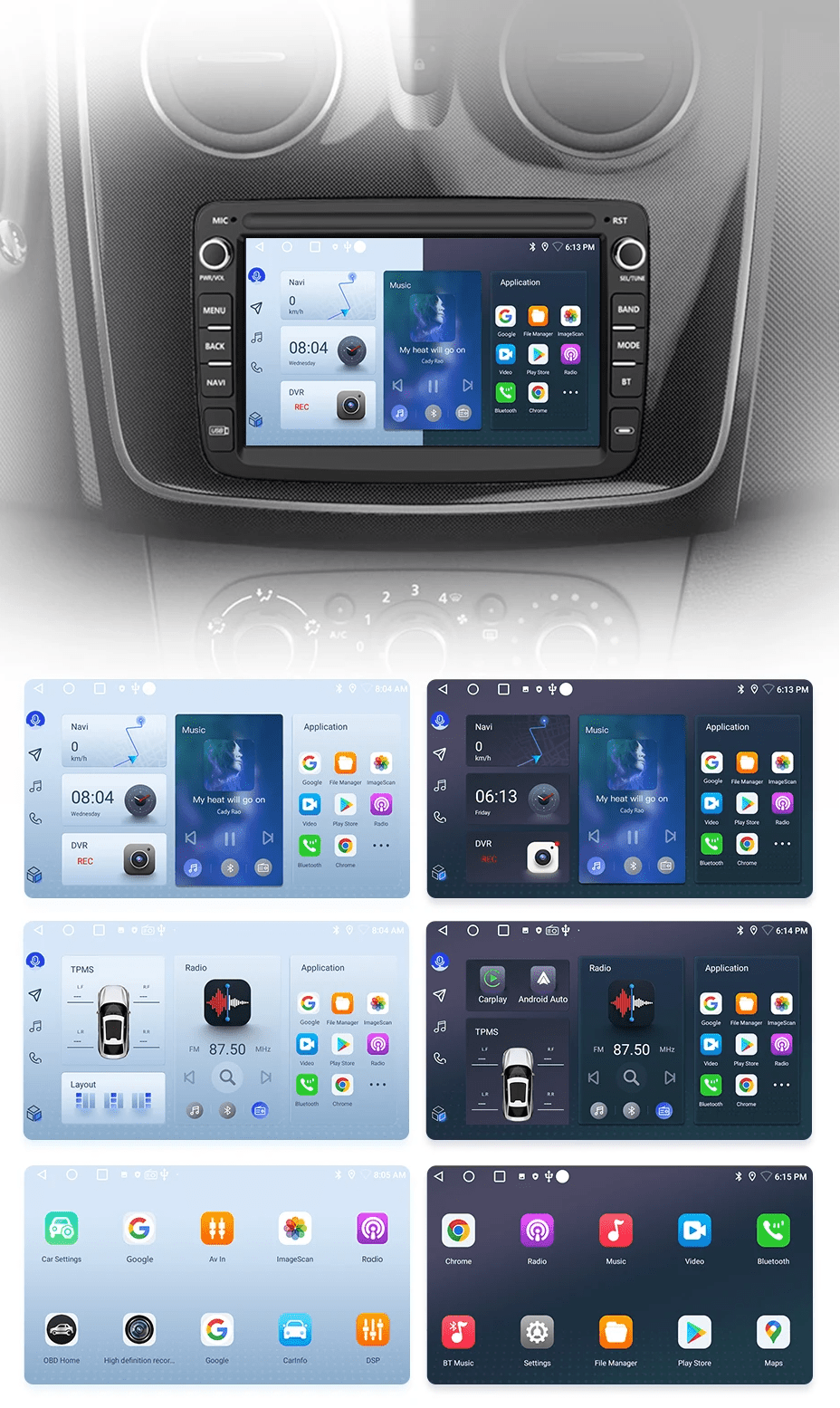 Radio do Renault Dacia Duster, Sandero, Captur, Xray, Logan 2, Symbol i Dokker z Bezprzewodowym CarPlay i Android Auto - Multigenus