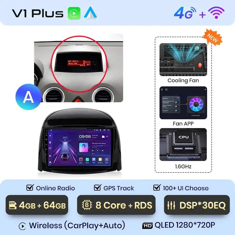 Radio Samochodowe V1 Plus do Renault Koleos (2008 - 2016) – Bezprzewodowy CarPlay i Android Auto | Ulepszony System Inteligentny - Multigenus