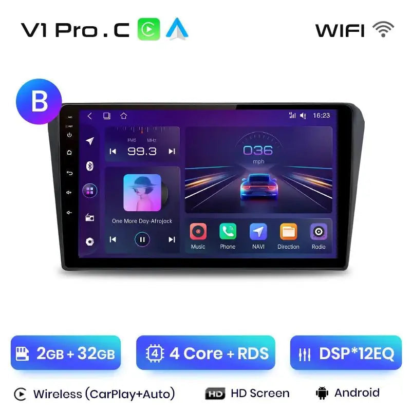 Radio do Toyota Avensis T25 od 2002 - 2008 z Bezprzewodowym CarPlay i Android Auto Multimedia GPS - Multigenus