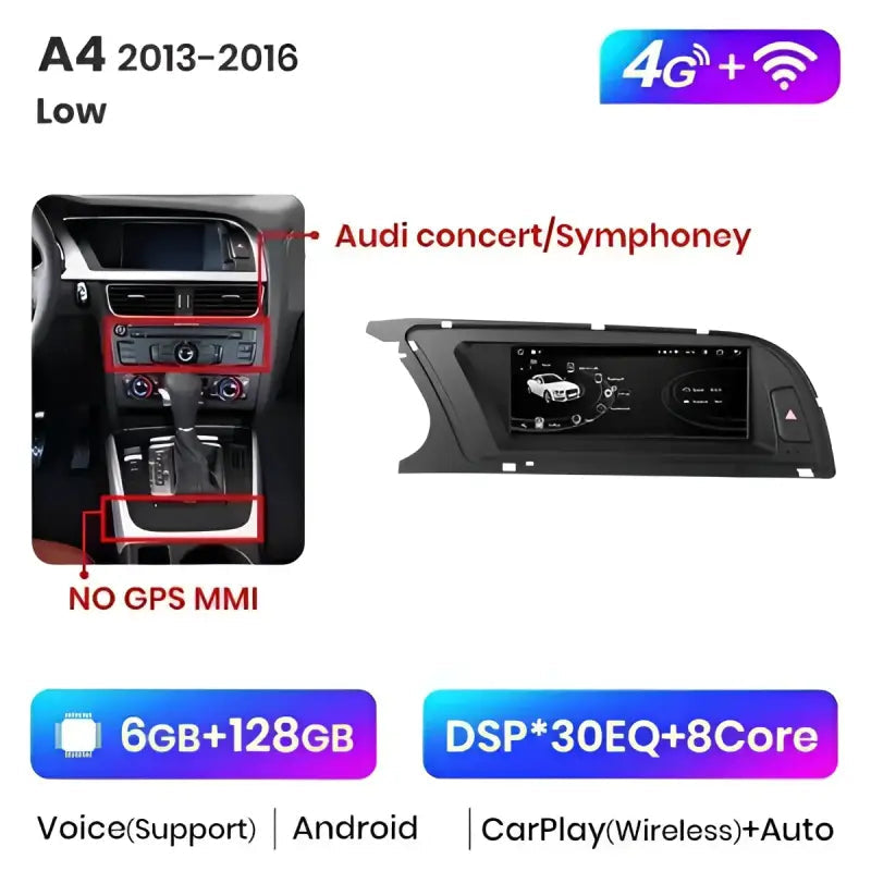Radio nawigacja Audi A4 B8 2009 - 2012 i 2013 - 2016 CarPlay Android Auto - Multigenus