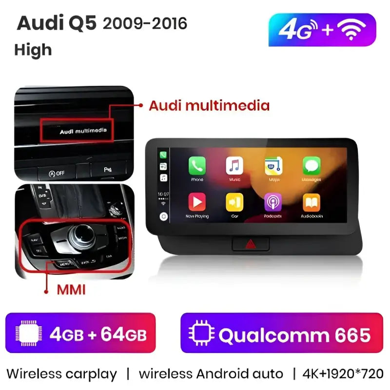Radio nawigacja Audi Q5 2009-2016 10.25“ Android Auto CarPlay - Multigenus