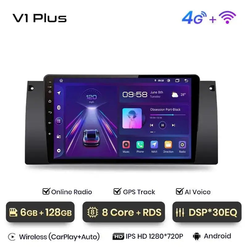 Radio nawigacja BMW 5 E39 1995 - 2003 E53 X5 M5 Carplay Android Auto - Multigenus