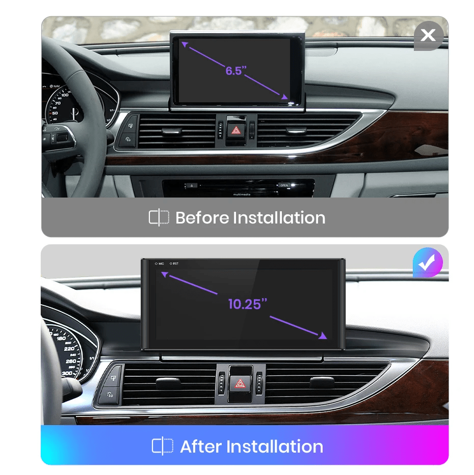 Radio nawigacja dla Audi A6 A6L A7 od 2012 - 2019 GPS i Bezprzewodowym CarPlay Android Auto – 1920x720P, 4G - Multigenus