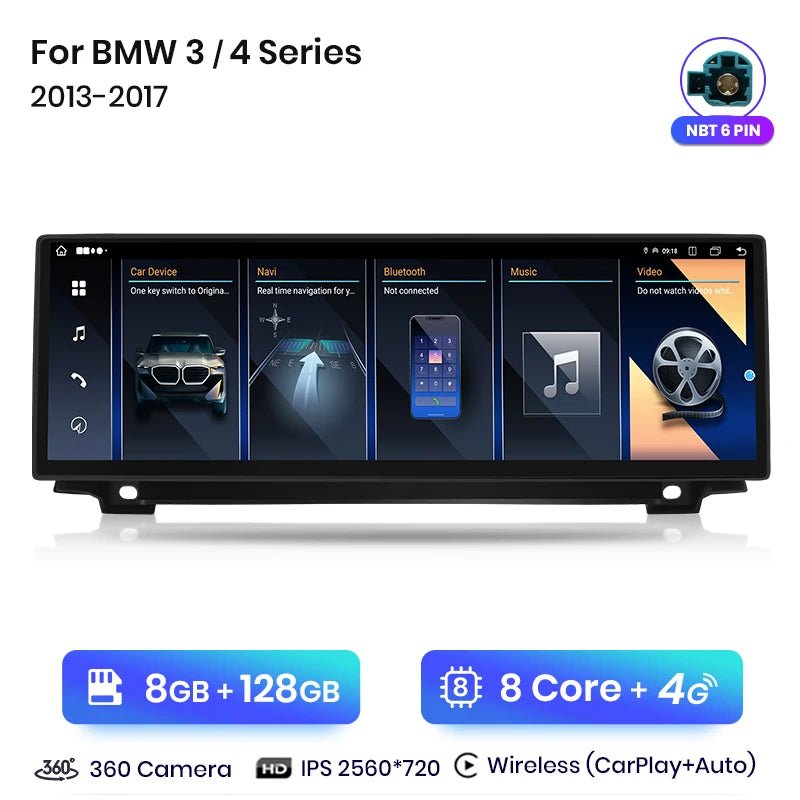 Radio Nawigacja do BMW f30 F31 i f32 f33 f34 od 2013 - 2019 - 14,9 cala, Bezprzewodowe CarPlay i Android Auto - Multigenus