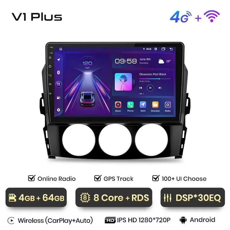 Radio nawigacja Mazda MX-5 MX5 III 3 NC 2008 - 2015 Android Auto Carplay - Multigenus