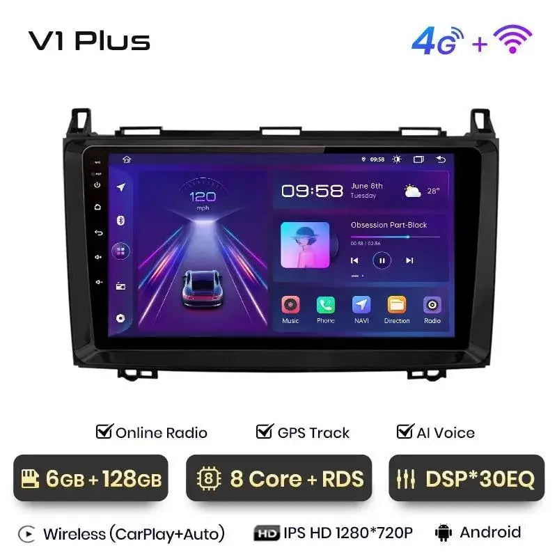 Radio nawigacja Mercedes Benz W169 W245 B200 W906 Sprinter W639 Vito CarPlay Android Auto - Multigenus